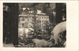 Stószfürdő, Stoósz-fürdő, Kúpele Stós; fürdő, szálloda télen / spa, hotel in winter