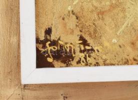 Somogyi-Soma László (1927-2004): Aranylány. Olaj, farost, jelzett. Hátoldalán autográf felirattal és...