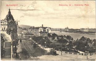 1910 Budapest I. Tabán, Döbrentey tér, omnibusz, villamosok, Purgo (EK)
