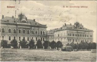 1913 Budapest XII. M. kir. csendőrségi laktanya, villamos. Böszörményi út 21.