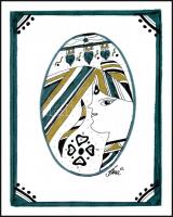 Szász jelzéssel: Arc. Vegyes technika, karton. 18x14 cm