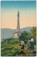 1912 Brassó, Kronstadt, Brasov; Milleniumi szobor, kirándulók / monument, hikers (EK)
