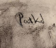 Patkó jelzéssel: Női portré. Szén, papír. 75,5x53,5 cm