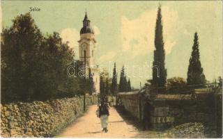 1911 Szelce, Selce-Vinodol; utca, templom / street, church