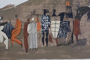 Kass János jelzéssel: Jelenet. Akvarell, ceruza, papír, széleinél kissé sérült. Lapméret: 61x85 cm