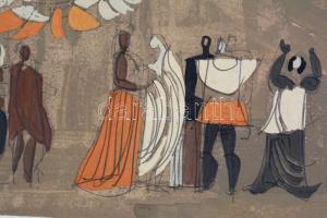 Kass János jelzéssel: Jelenet. Akvarell, ceruza, papír, széleinél kissé sérült. Lapméret: 61x85 cm