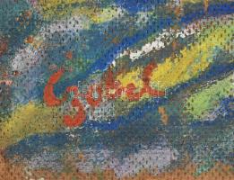 Czóbel jelzéssel: Virágzás (kétoldalas mű, hátoldalán vízparti részlet). Olaj, farost. Sarkaiban és ...