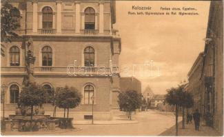 1912 Kolozsvár, Cluj; Farkas utca, egyetem, római katolikus és református főgimnázium / street, university, schools