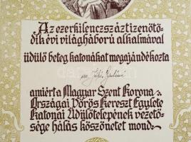 1915 A Szent Korona Országai Vöröskereszt Egylete Katonai Üdülőtelepének vezetősége által adományozo...
