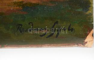 Rudnay Gyula jelzéssel: Vitorlás. Olaj, karton, sérült. 35x50 cm