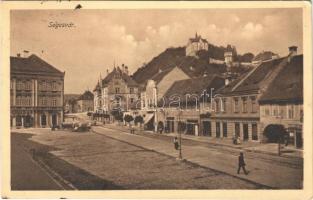 1915 Segesvár, Schässburg, Sighisoara; utca, bor, sör és pálinka mérés, üzletek / street, shops