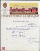 1923 Bp.-Kőbánya, Fővárosi sörfőző Rt. díszes fejléces számlája