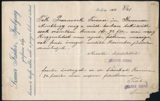 1900 Ipolyság, Szauer Izidor gőzfűrész telepének fejléces levélpapírja