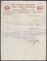 1912 Párkány, Első Párkányi Keményítő-, Csiriz- és Vegyi Termék-gyár fejléces levélpapírja