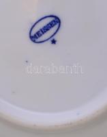 Meisseni porcelán reggeliző készlet, 1 db csésze + 1 db csészealj + 1 db kistányér, máz alatti kék f...
