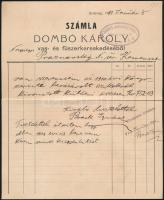 1911 Ipolyság, fejléces számla Dombó Károly vas- és fűszerkereskedéséből