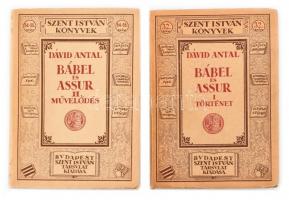 Dávid Antal: Bábel és Assur története I-II. Bp., 1926, 1928, Szent István Társulat. Kiadói papírkötés, jó állapotban.