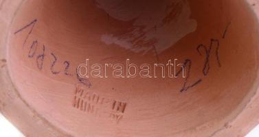 Kovács Margit (1902-1977): Lány, kendővel. Mázas kerámia, kézzel festett, jelzett, apró kopásokkal, ...