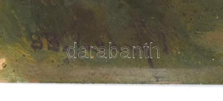 Olvashatatlan jelzéssel: Lovaskocsi. Olaj, karton, 30×39 cm