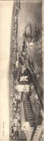 1914 Catania (Sicily), Panorama / quay, industrial railway. Folding panoramacard