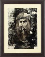 Szász Endre (1926-2003): Férfi fej. Olaj, papír, jelzett, apró felületi sérülésekkel. Üvegezett fa k...