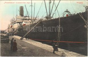 Fiume, Rijeka; Pannónia kivándorlási hajó a kikötőben / Emigration ship Cunard Line RMS Pannonia in the port