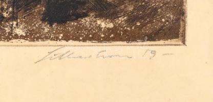 Silberhorn Tibor (1927-): Székely falu. Rézkarc, papír, jelzett, üvegezett fa keretben, 24,5×29 cm