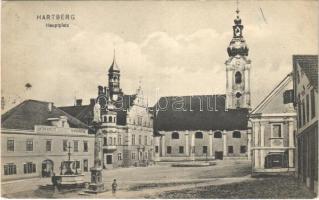 1913 Hartberg (Steiermark), Hauptplatz / main square, churhc, Anton Gerlitzs restaurant. Verlag Filipp Tunner (EK)