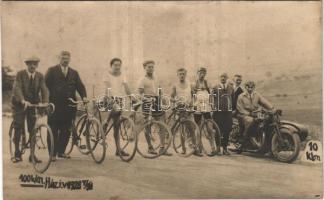 1928 100 km-es kerékpáros háziverseny, motorkerékpár, motorbicikli / Hungarian bicycle race, track cycling, motorcycle, motorbike. photo (fl)