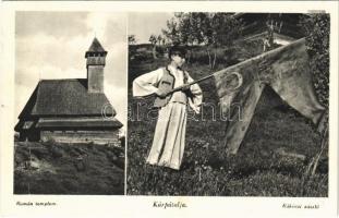 1940 Kárpátalja, Román templom, Rákóczi zászló / Zakarpattia Oblast / Transcarpathia, Romanian church, Rákóczi flag