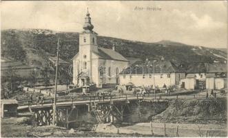 1915 Alsóverecke, Niznije Verecki, Nizsnyi Vorota, Nyzhni Vorota; templom, híd, piac / church, bridge, market (fl)