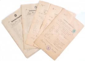 1897-1904 az I. Ker. M. Kir. Állami Főgymnasium bizonyítványai, 8 db