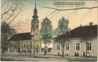 1912 Palánka, Bácspalánka, Backa Palanka; Szerb ortodox templom Ópalánkán / Serbian Orthodox church, street view (ragasztónyom / glue mark)
