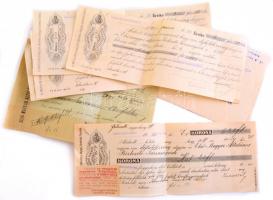 1899-1913 Első Magyar Általános Biztosító Társaság 5 db váltója + 1919 Pesti Magyar Kereskedelmi Bank fejléces levele