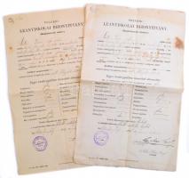 1915-1917 Sátoraljaújhely, 2 db polgári leányiskolai bizonyítvány, vízjeles papírok