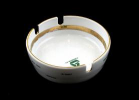 Zsolnay porcelán hamus tál, Agrobank Rt. matricával, matricás, jelzett, kopásokkal, d: 11 cm