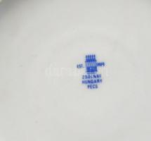 Zsolnay porcelán hamus tál, Agrobank Rt. matricával, matricás, jelzett, kopásokkal, d: 11 cm