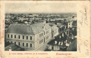 1903 Érsekújvár, Nové Zámky; látkép, előtérben az új leányiskola, zsinagóga. Ethey Károly kiadása / general view, girls' school, synagogue (kis szakadás / small tear)