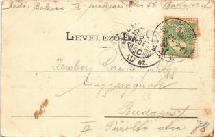 1903 Érsekújvár, Nové Zámky; látkép, előtérben az új leányiskola, zsinagóga. Ethey Károly kiadása / ...