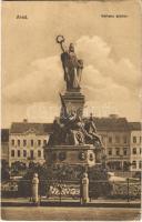 1916 Arad, Vértanú szobor, Bogsán és Iványi, Kovács, Schwarz Testvérek, Weigl üzlete. Kerpel Izsó kiadása / monument, shops (EK)