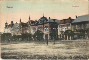 1911 Szatmárnémeti, Szatmár, Satu Mare; Deák tér, üzletek / square, street view, shops (EK)