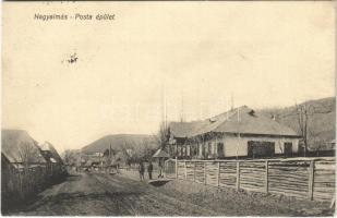 1911 Nagyalmás, Almasu Mare; Posta épület. Papp Antal kiadása / post office, street