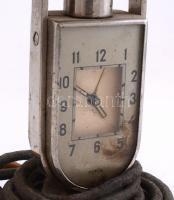 MOFÉM art deco stílusú lámpa, órával, alabástrom talapzattal, m:27 cm