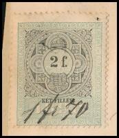 1898 Bicske, kézzel írt kéményseprő számla, 2 f. okmánybélyeggel