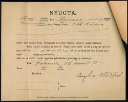 1898 Bicske, kézzel írt kéményseprő számla, 2 f. okmánybélyeggel