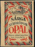 Régi Opál surolópor, kémiai cikkek készítése Munkács, illusztrált papír tasak, Lám nyomda Ungvár, 10,5x7,5 cm