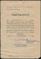 1954 Esküokmány, Diósgyőr, Miskolc város III. ker. tanácsa, szélén kisebb szakadásokkal, hajtásnyommal,