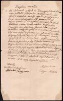1899 Felsőpáskom (ma Kajászó-Felsőpáskom), ideiglenes szerződés szőlőbirtokról, forintban, hajtásnyommal, lap sarkaiban kissé foltos, kisebb lapszéli sérüléssel