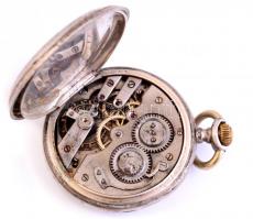 Ezüst (Ag) tokos zsebóra, jó számlappal, működő szerkezettel, mutató és üveg nélkül d: 50 mm