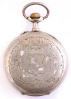 Remontoir zsebóra, fém tokos, számlapon hajszálrepedések, javításra szorul d:45 mm